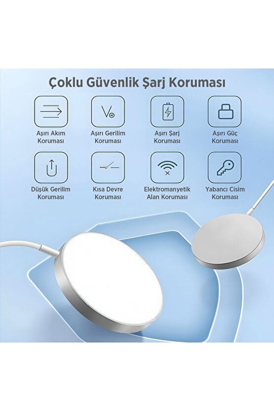 BXMG17 15W Akıllı Telefon, Airpods, Akıllı Saat için Manyetik Kablosuz Hızlı Şarj Cihazı
