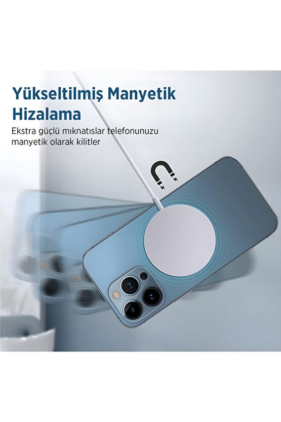 BXMG17 15W Akıllı Telefon, Airpods, Akıllı Saat için Manyetik Kablosuz Hızlı Şarj Cihazı