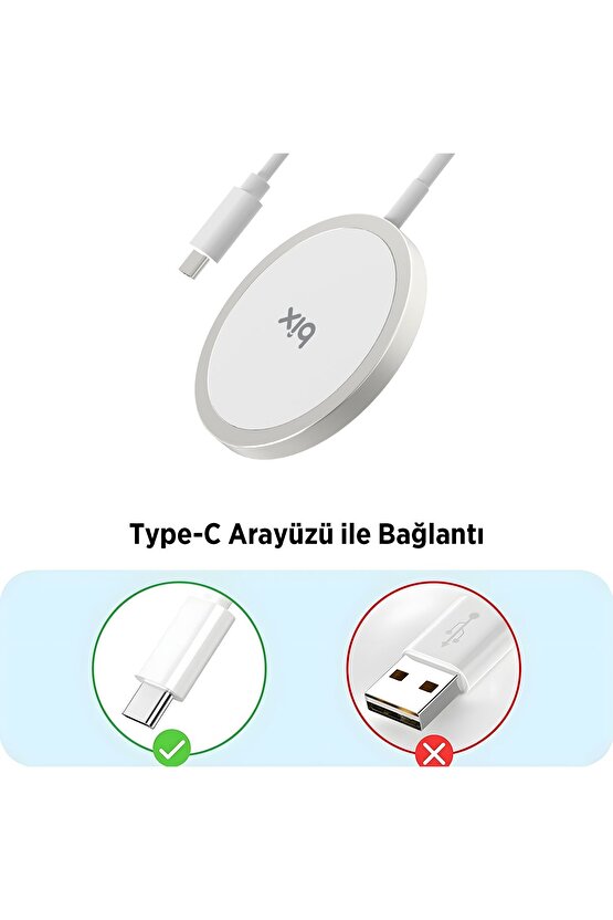 BXMG17 15W Akıllı Telefon, Airpods, Akıllı Saat için Manyetik Kablosuz Hızlı Şarj Cihazı