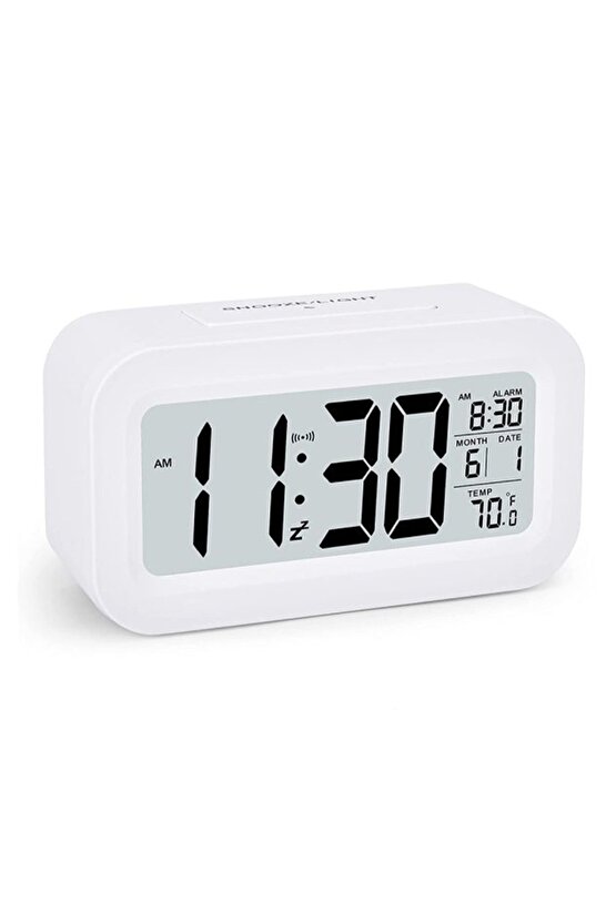 Dol-2108 Mini Dijital Işıklı Masa Saati Sıcaklık Ölçer Termometre Saat - Takvim - Alarm