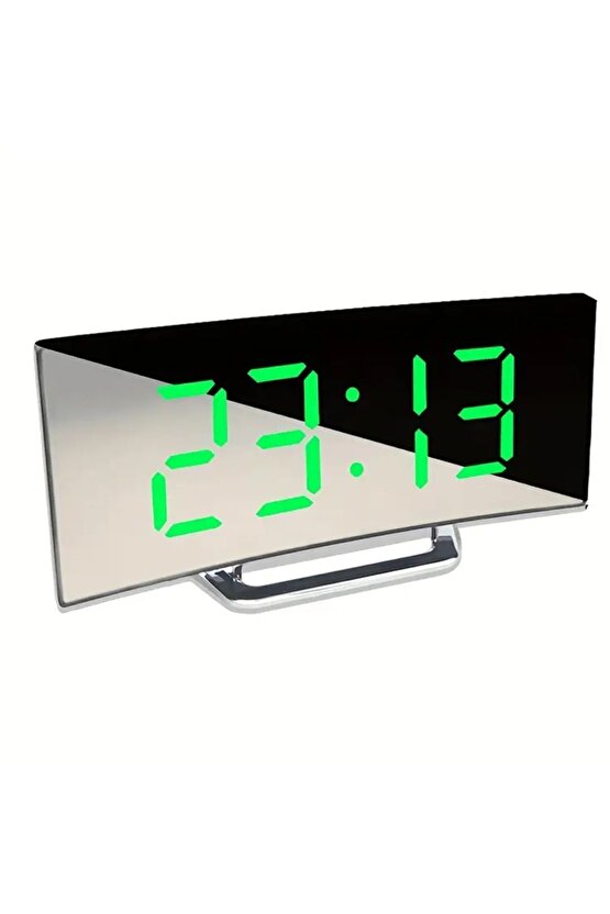 LED Yaratıcı Kavisli Yüzey Dijital Saat Ekranı Ayna Masa Saati Elektronik Masaüstü Uyku Fonksiyonlu