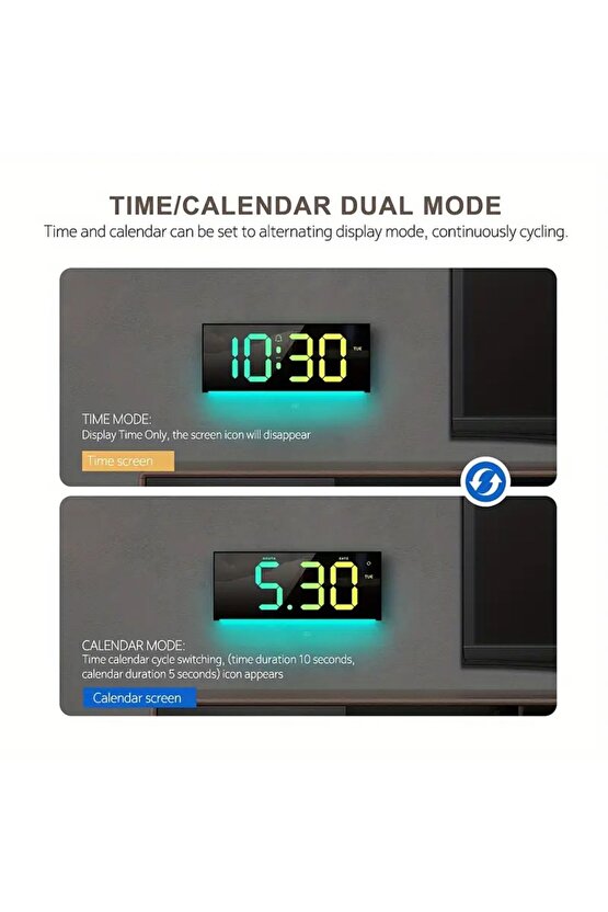 SMOUING 30.48cm Dijital Duvar Saati, Büyük Ekran ile 13 RGB Renk Değişimi, LED Alarm Saati ile Uzakt