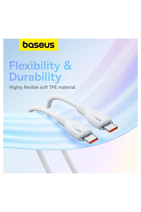 Pudding Serisi Hızlı Şarj ve Data Kablosu USBden Type-c USB-Cye 6 Amper 100W, 1,2m
