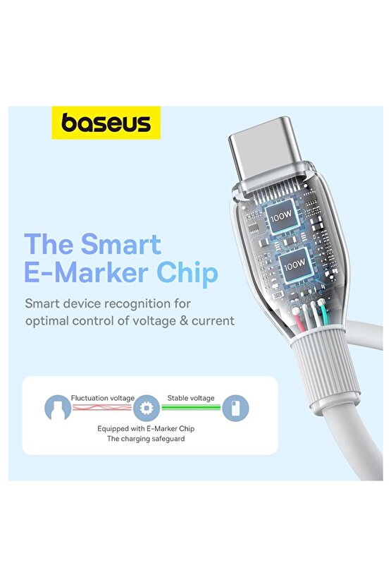 Pudding Serisi Hızlı Şarj ve Data Kablosu USBden Type-c USB-Cye 6 Amper 100W, 1,2m