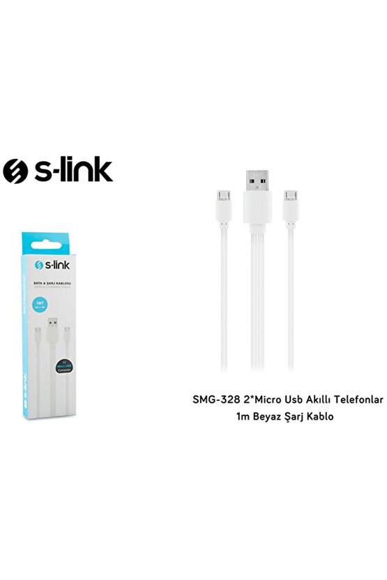 Smg-328 2*micro Usb Akıllı Telefonlar 1m Beyaz Şarj Kablo