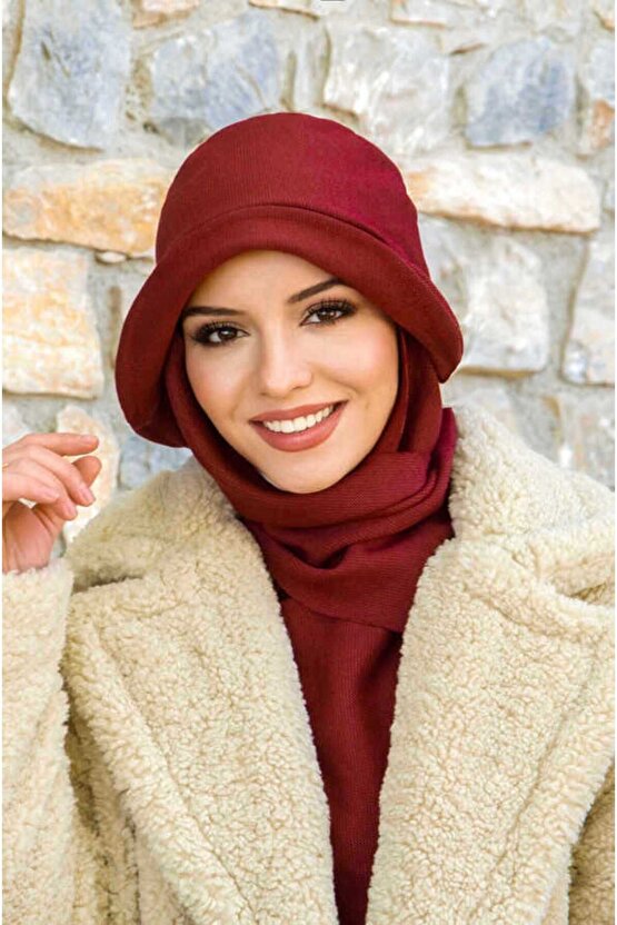 Bordo Atkılı Vintage Şapka