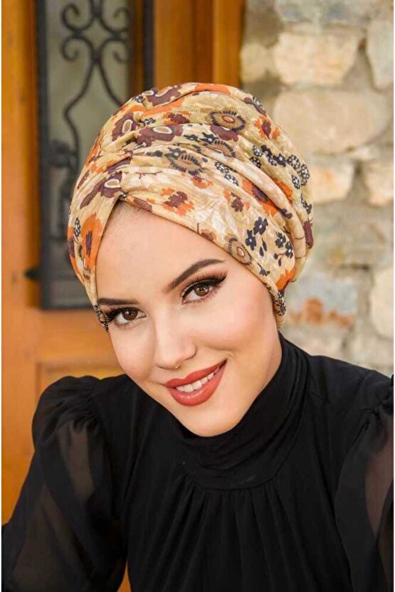 Camel Çiçek Desenli Burgu Bone