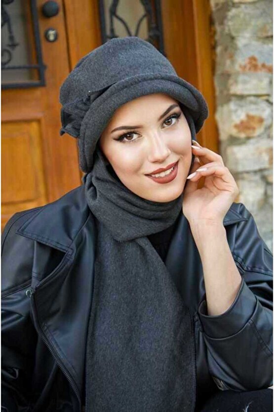 Füme Aksesuarlı Vintage Şapka