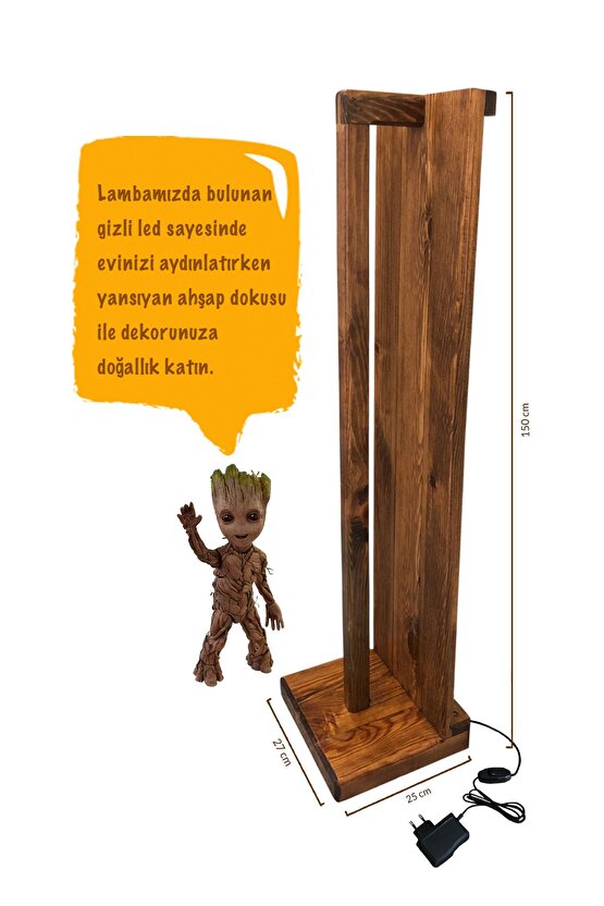 Ahşap Led Aydınlatma Lambader 150cm