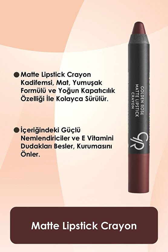 Matte Lipstick Crayon No: 01 Chocolate Brown - Mat Kalem Ruj