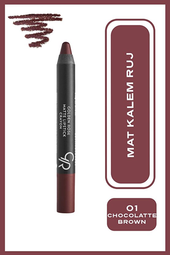 Matte Lipstick Crayon No: 01 Chocolate Brown - Mat Kalem Ruj