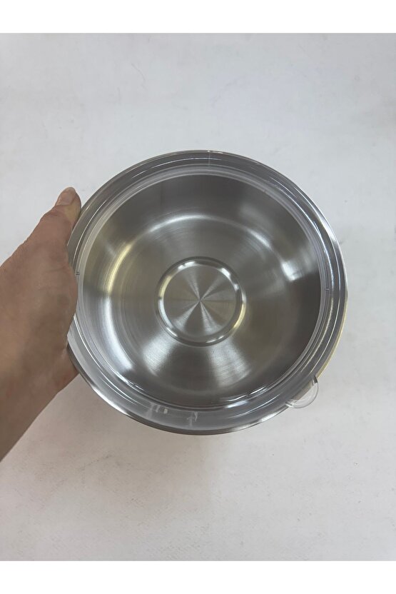 Paslanmaz Çelik Saklama Kabı Mika Kapaklı 18 Cm