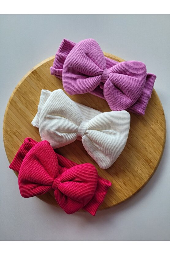 Kız Çocuk & Bebek Kaşkorse Fiyonk Bandana 3lü Set