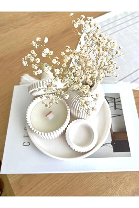 Havalı Tasarım Beyaz Özel Tasarım Mumluk Pinterest Vazo Aksesuar Seti Dekoratif Ürün