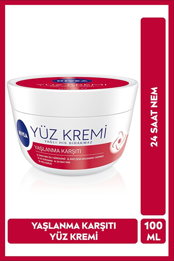 Yaşlanma Karşıtı Yüz Bakım Kremi 100ml, Nemlendirici, Sıkı Cilt Görünümü, Antioksidan, UV Koruması