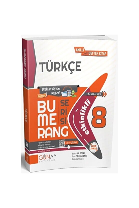 Günay 8.sınıf Bumerang Türkçe Akıllı Defter Kitap Soru Bankası