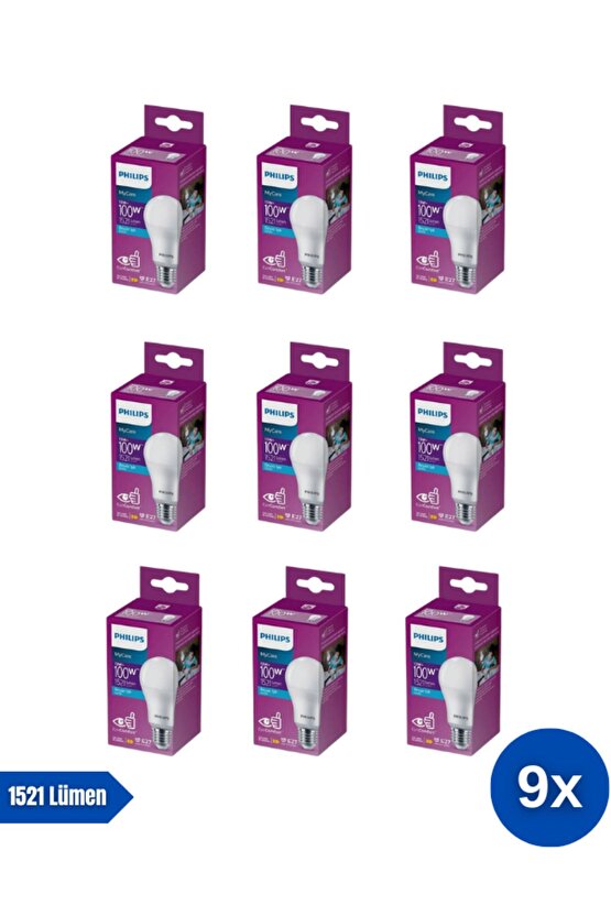 Mycare LED Lamba 13W - 100W 6500K Beyaz Işık ( 9 Lu Paket)