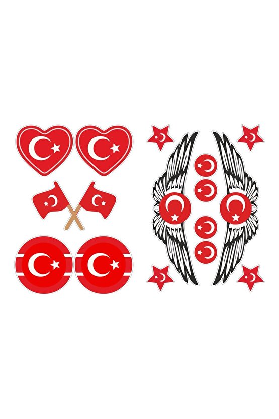 Türk bayrağının gururunu yansıtan özel tasarım sticker seti Motorsiklet Kask Laptop Sticker