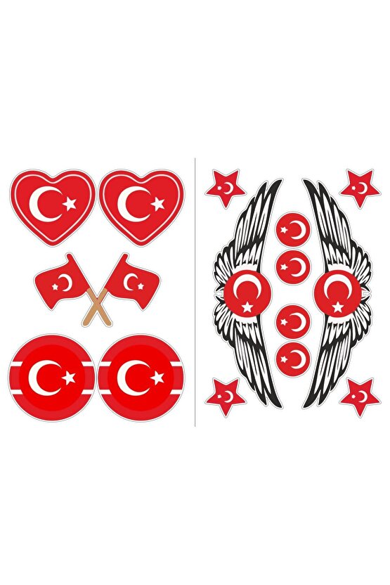 Türk bayrağının gururunu yansıtan özel tasarım sticker seti Motorsiklet Kask Laptop Sticker