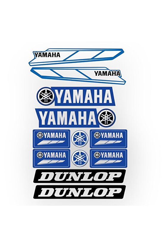 Yamaha Motosiklet Sticker Seti | 17 Parça | Su Geçirmez & Dayanıklı Etiketler | Dunlop Logolu