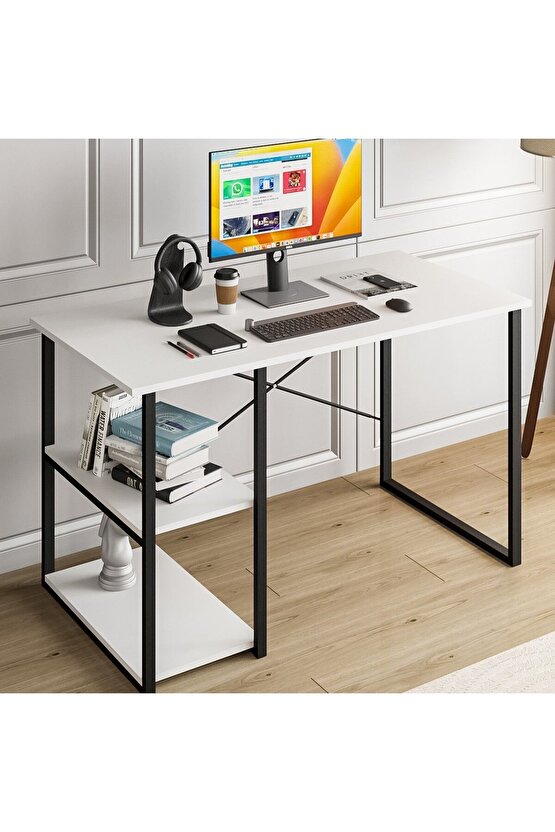 Çalışma Masası Raflı Ofis Laptop Bilgisayar Masası Çam