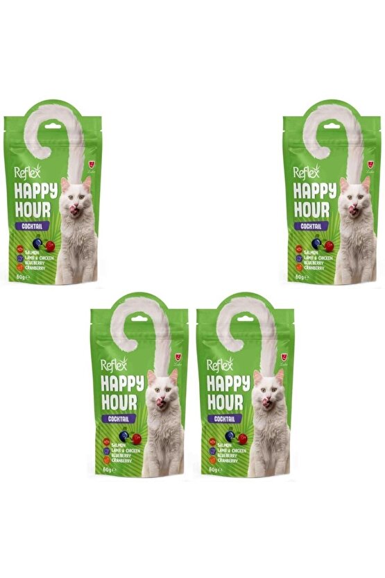 Happy Hour Kuzu, Somon ve Tavuklu Kedi Ödül Maması 60 Gr x 4 Adet