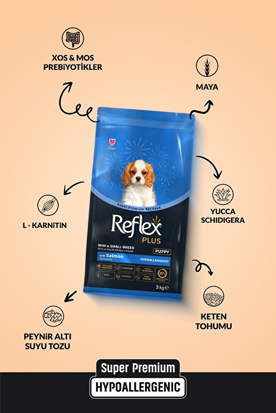 Plus Somonlu Mini ve Küçük Irk Yavru Köpek Maması 3 Kg