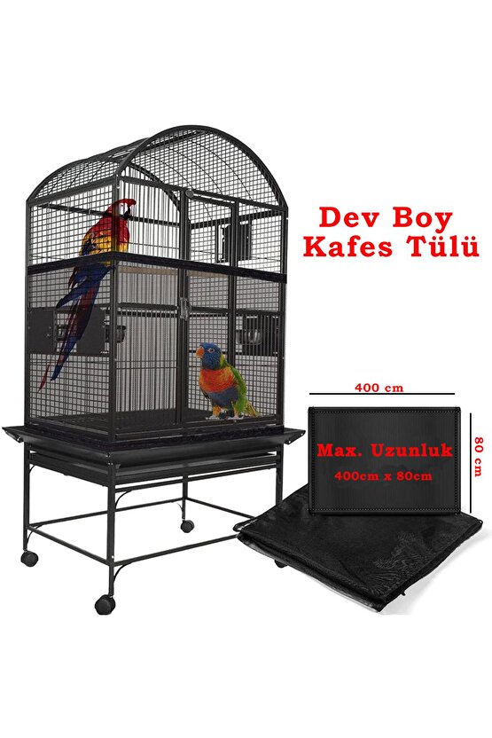 Dev Boy Kuş Kafesi Örtüsü Tülü, Papağanlar için, Kuş kafesi, Koruyucu file, 400 genişlik 80cm