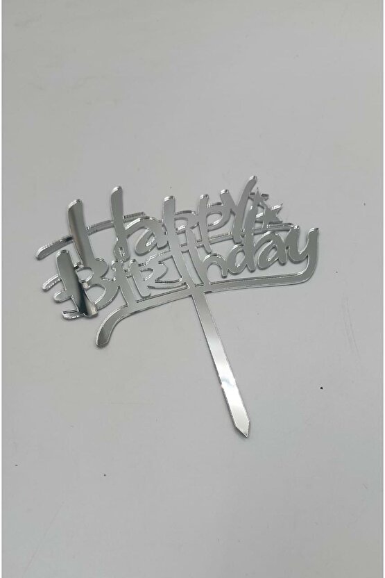 Pleksi Yazı - Gümüş - Happy Birthday - 106