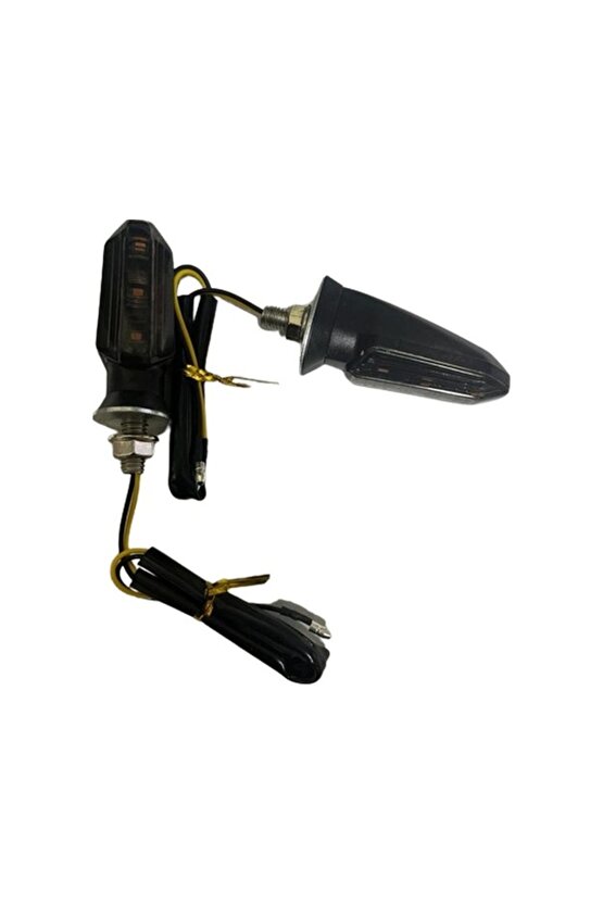 Motosiklet Sinyal Lamba Üniversal 12v Füme Cam Sarı Led 2li