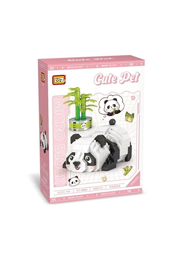 Mikro Blok Kaktüslü Sevimli Panda 340 Parça - Lego Setleri - Loz Mini Lego - Hayvan Lego - Loz Lego