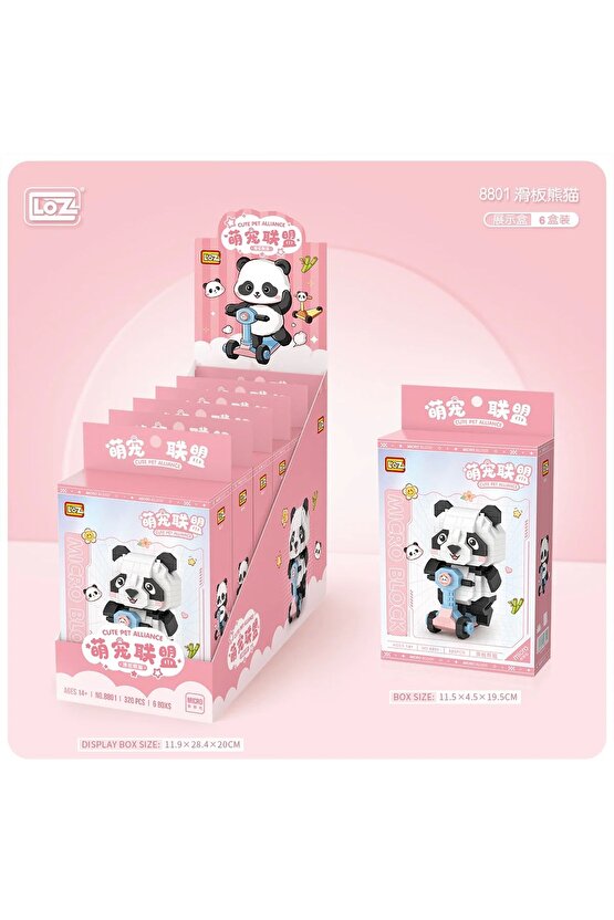 Mikro Blok Scooter Süren Panda 320 Parça - Lego Setleri - Loz Mini Lego - Hayvan Lego - Loz Lego - M