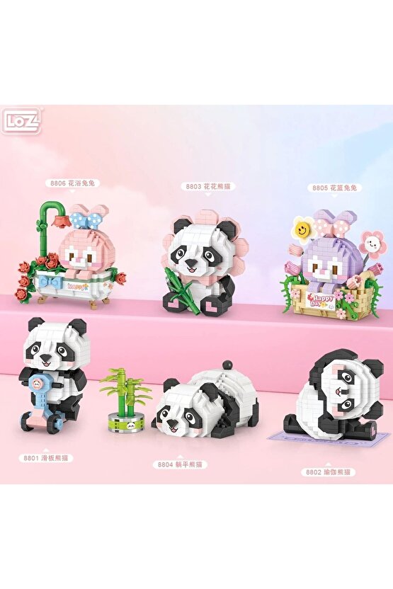 Mikro Blok Scooter Süren Panda 320 Parça - Lego Setleri - Loz Mini Lego - Hayvan Lego - Loz Lego - M