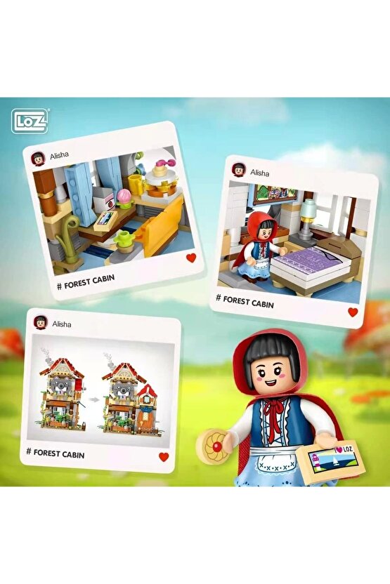 Mikro Blok Kırmızı Başlıklı Kız ve Kurt 704 Parça - Lego Setleri - Loz Mini Lego - Dükkan Lego - Loz