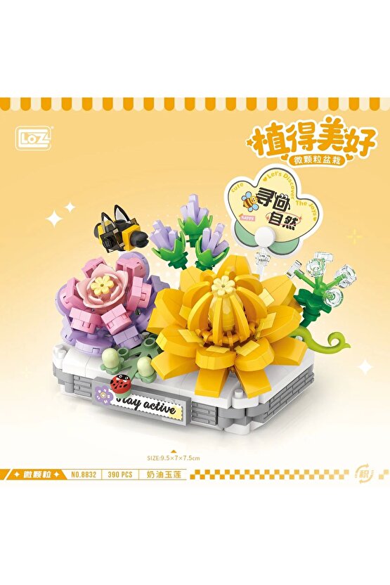 Mikro Blok 2li Lotus Çiçeği 390 Parça - Lego Setleri - Loz Mini Lego - Çiçek Lego - Loz Lego - Mikr