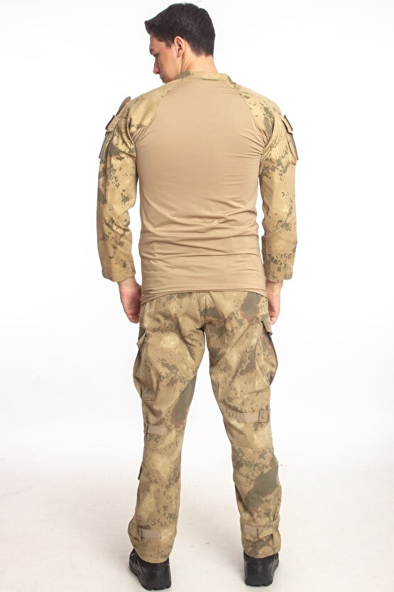 Jandarma Kamuflaj Renkli Uzun Kollu Taktik Operasyon Likrali Combat T-shirt
