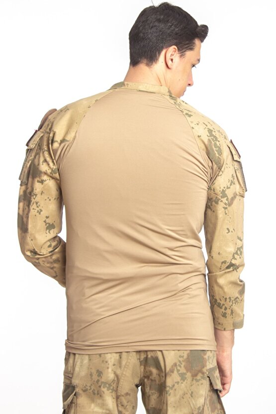 Jandarma Kamuflaj Renkli Uzun Kollu Taktik Operasyon Likrali Combat T-shirt