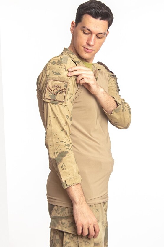 Jandarma Kamuflaj Renkli Uzun Kollu Taktik Operasyon Likrali Combat T-shirt