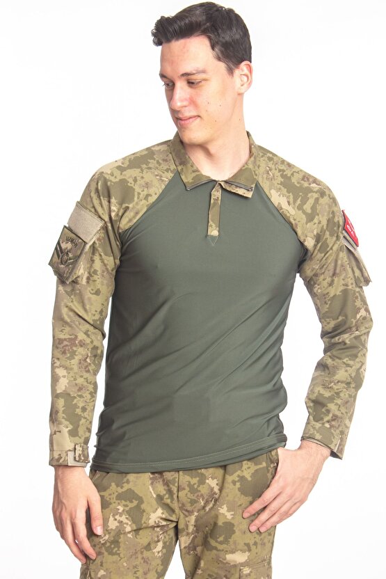 Kara Kuvvetleri Piyade Kamuflaj Renkli Uzun Kollu Orjinal Taktik Combat T-shirt