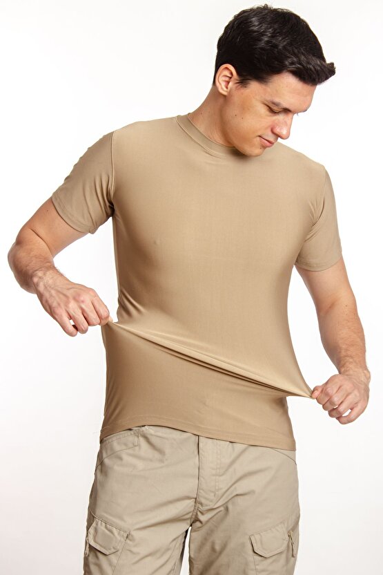 Kisa Kollu Koyu Bej Renkli Unisex Microfiber Nano Micro Thermal Iclik