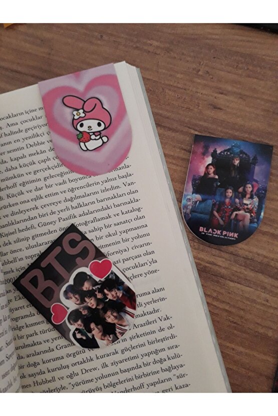 BTS-BLACKPINK-MY MELODY 5X6 cm 3lü Mıknatıslı Kitap Ayracı