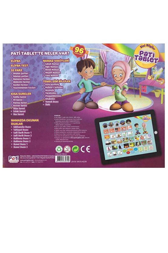 Sesli Dini Bilgiler Büyük Boy - Pati Tablet: 96 Fonksiyonlu