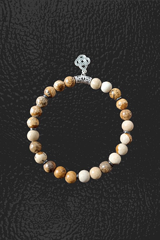 Odun Jasper Taşı Doğal Taş  Desenli parlak Jasper Taşı Bileklik Doğal Taş