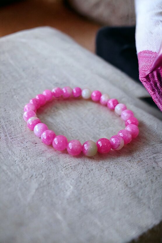 Ceyt Taşı Bileklik Pembe Bileklik Kadın Bileklik Renkli Bileklik Gençlik Taşı İmparator Taşı