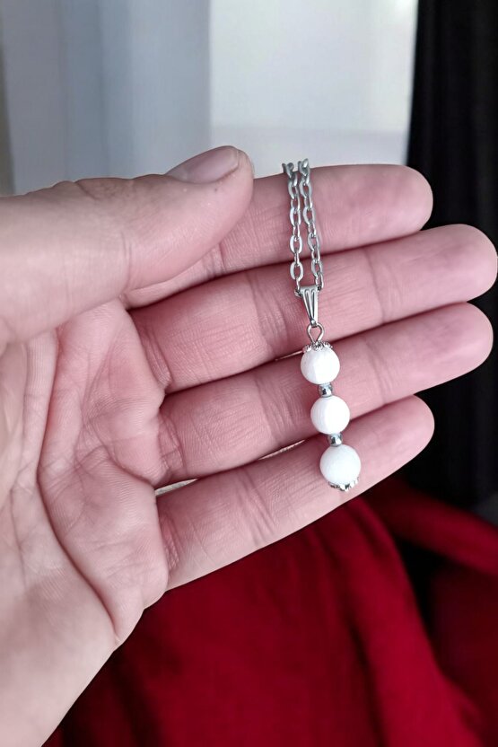 Selenit kolye Selenit Taşı Kolye doğal taş kolye zincirli kadın kolye hediyelik kolye