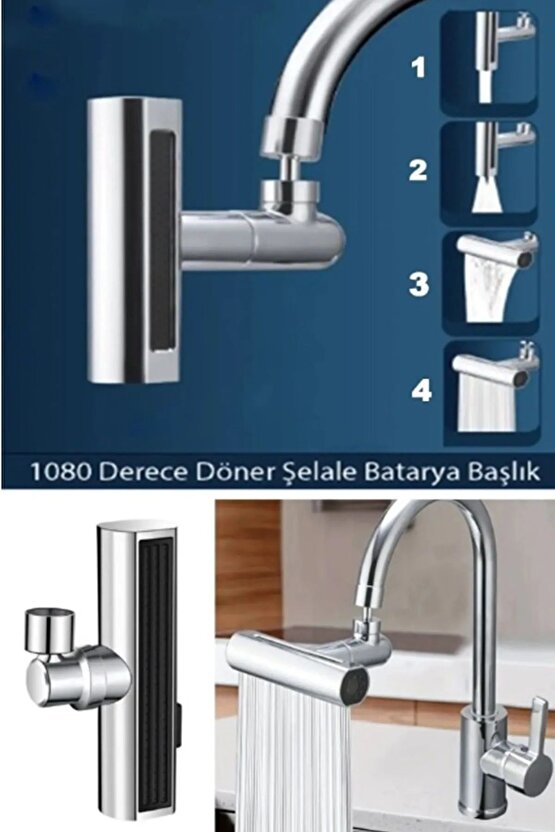 360° Şelale Akrobat 4 Farklı Moduyla Su Tasarruflu Fonksiyonel Akrobat Musluk Ucu Batarya Başlığı