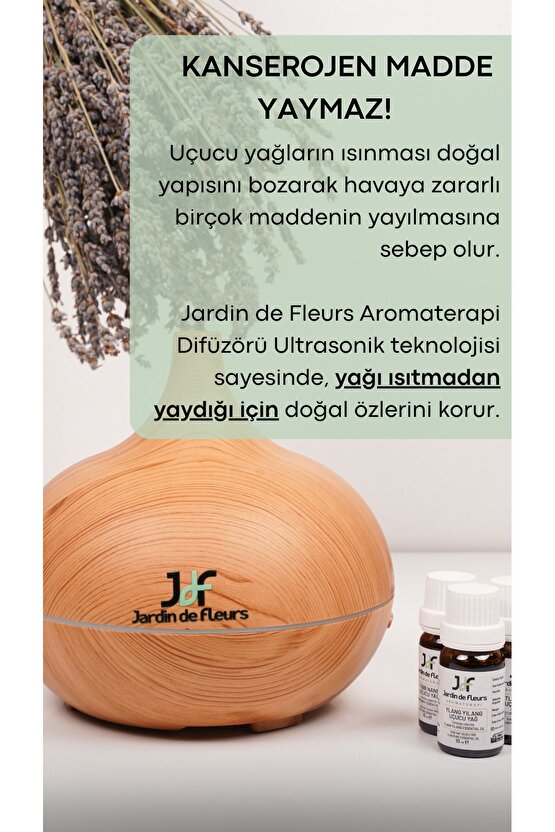 Ultrasonik Aromaterapi Difüzörü 440 ml - Uzaktan Kumandalı, LED Lambalı, Oda & Hava Nemlendiricisi