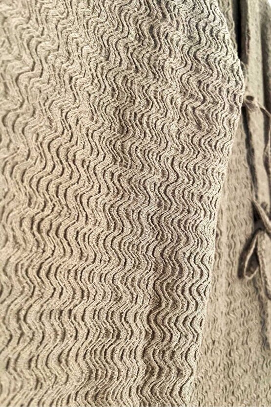 Bej Rengi Önü Bağlamalı Kimono Tunik
