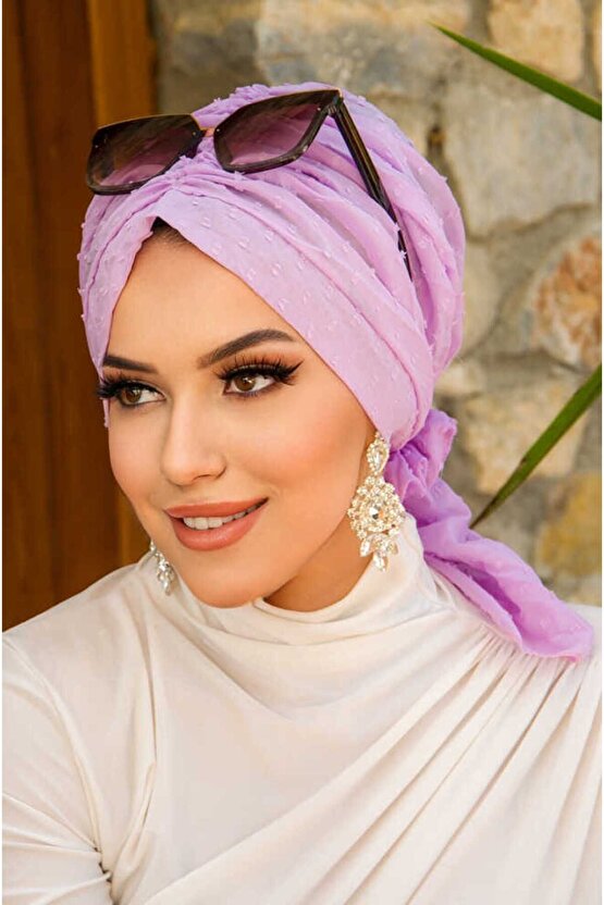 Lila Ponpon Tokalı Bone