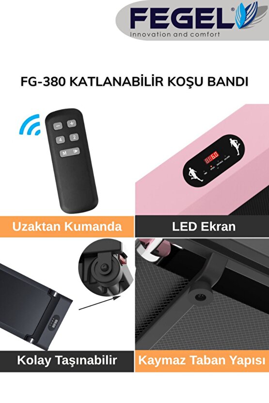 FG-380 2025 Katlanabilir Yürüme ve Koşu Bandı – Uzaktan Kumandalı, 8 Km Hız ,120 Kg Taşıma Kapasite